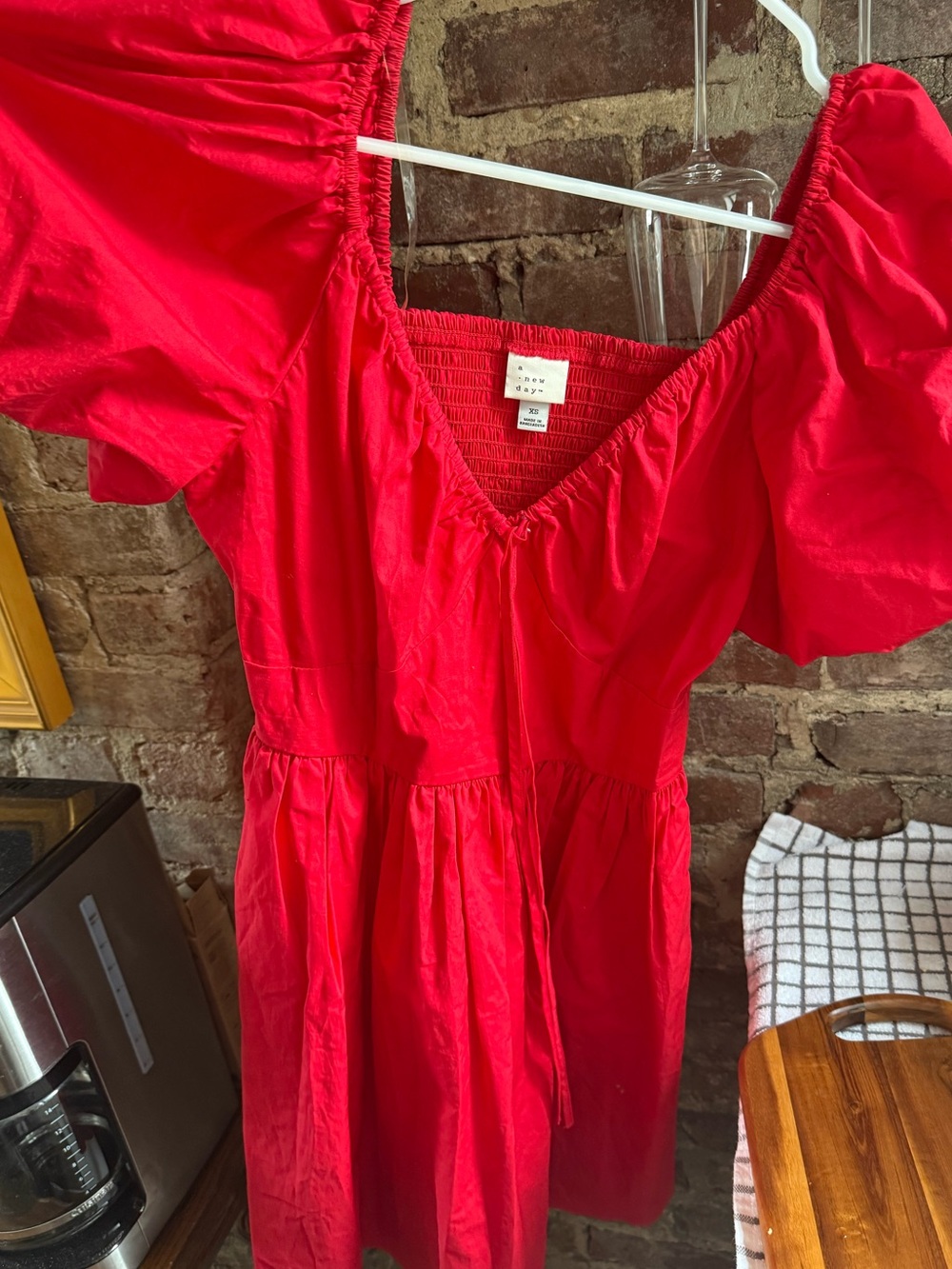 a new day Bright Red Smocked V-Neck Dress